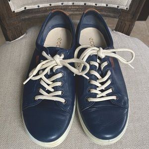 ECCO Soft 7 Womens Blue Leather Casual Sneaker Sz 40EU/9US